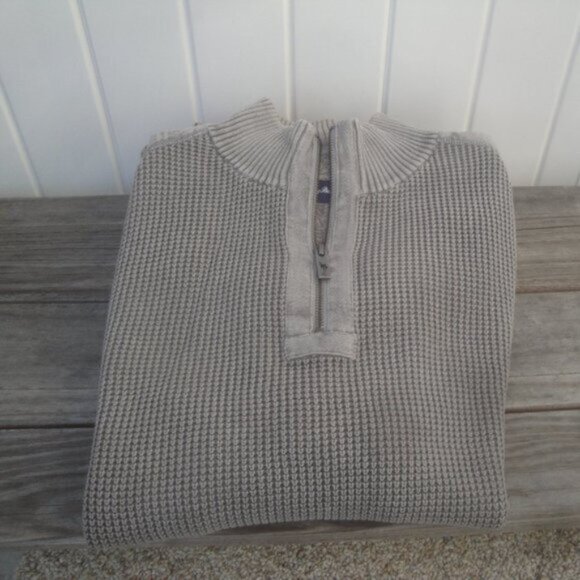 Tommy Bahama Men's Sweater Size L Cotton Gray Long Sleeve Pullover Short Zipper - Picture 6 of 8